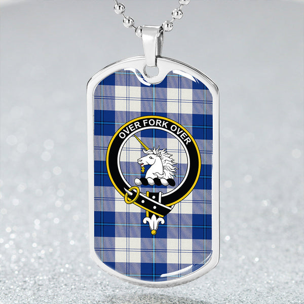 Cunningham Dress Royal Blue Clan Badge Classic Tartan Dog Tag Necklace