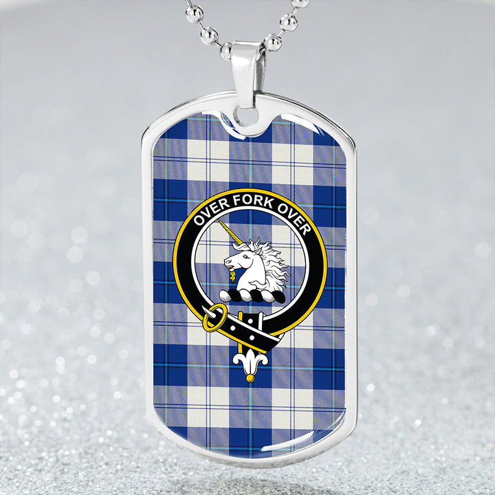 Cunningham Dress Royal Blue Clan Badge Classic Tartan Dog Tag Necklace