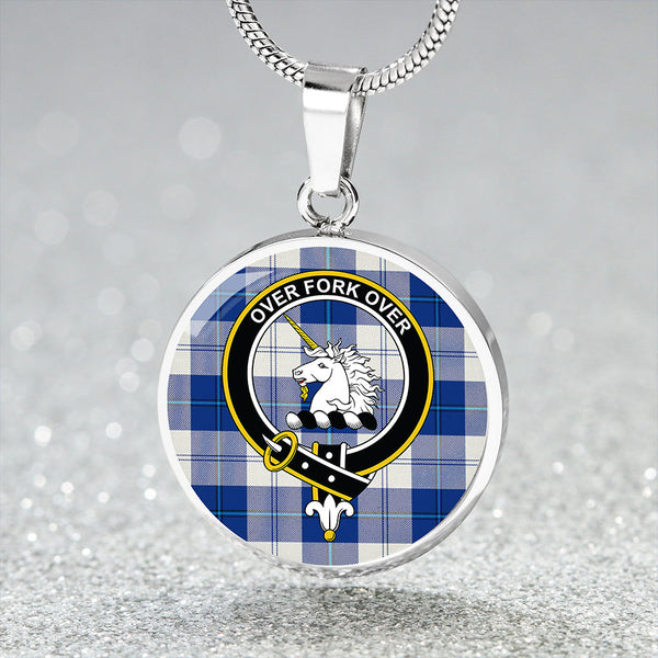 Cunningham Dress Royal Blue Clan Badge Tartan Classic Circle Necklace