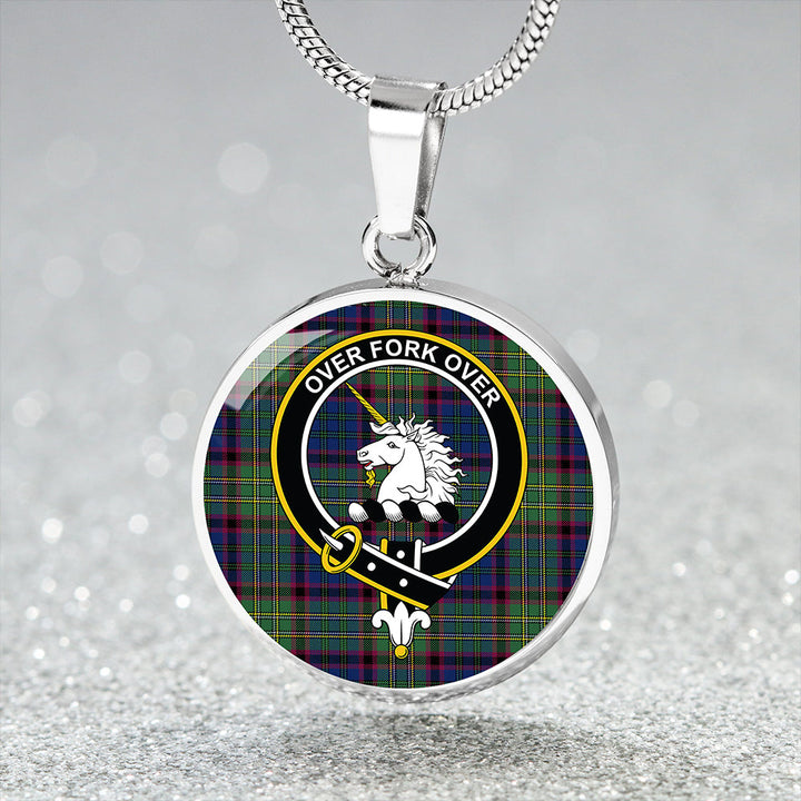 Cunningham Hunting Modern Clan Badge Tartan Classic Circle Necklace