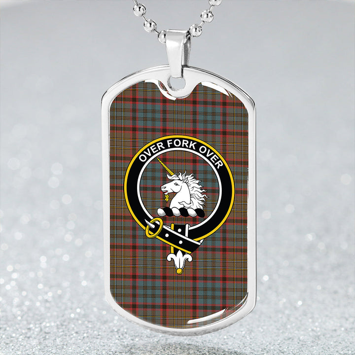 Cunningham Hunting Weathered Clan Badge Classic Tartan Dog Tag Necklace