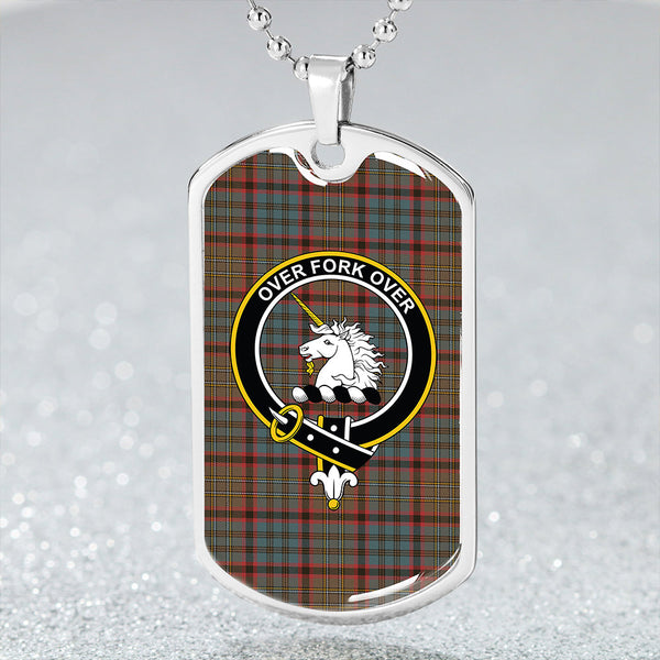 Cunningham Hunting (MacNicol Hunting #2) Weathered Clan Badge Classic Tartan Dog Tag Necklace