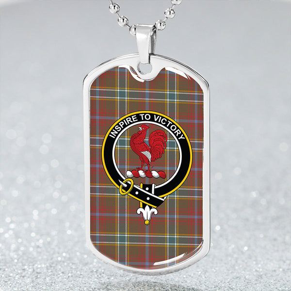 Currie of Arran Weathered Clan Badge Classic Tartan Dog Tag Necklace