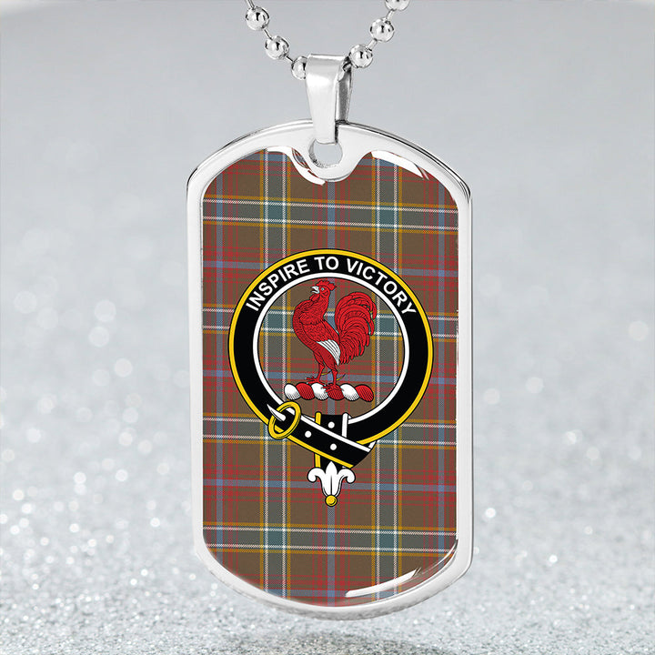 Currie of Arran Weathered Clan Badge Classic Tartan Dog Tag Necklace