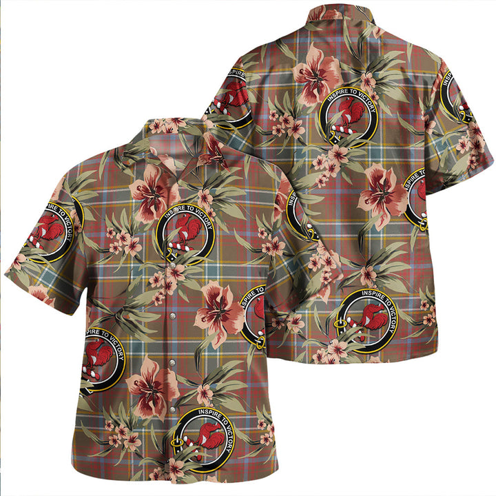 Currie of Arran Weathered Clan Badge Tartan Aloha Hawaiian Shirt Tropical Old Style