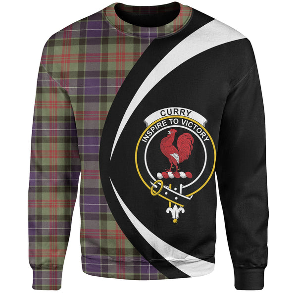Curry (Currie) Weathered Clan Badge Tartan Sweatshirt Circle Style Personalized