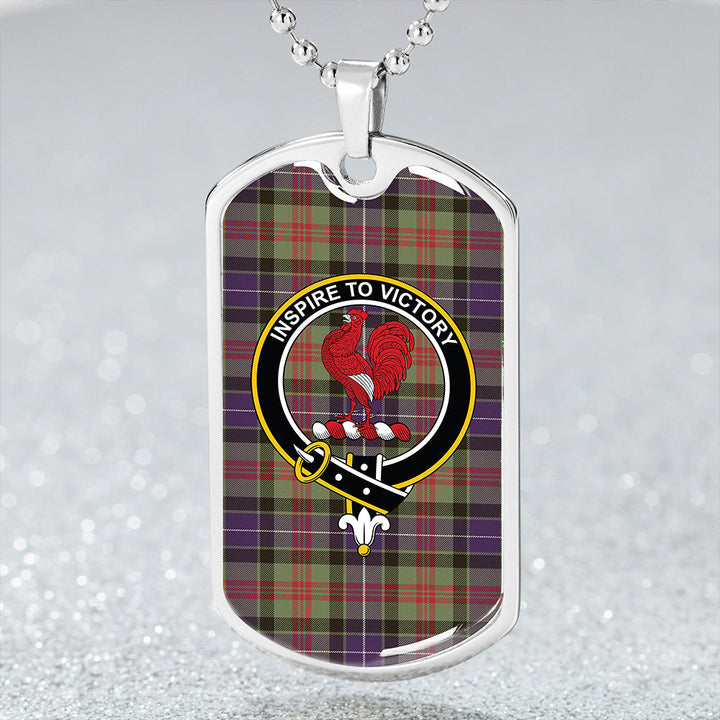 Curry (Currie) Weathered Clan Badge Classic Tartan Dog Tag Necklace