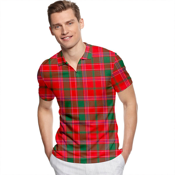 Dalziel Modern Tartan Classic Lapel Zip Short Sleeve Polo