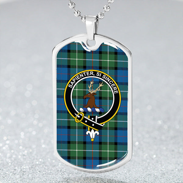 Davidson Ancient Clan Badge Classic Tartan Dog Tag Necklace