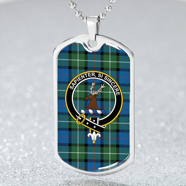 Davidson Ancient Clan Badge Classic Tartan Dog Tag Necklace