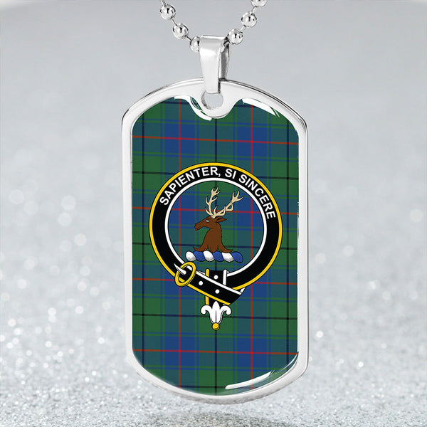 Davidson Half Modern Clan Badge Classic Tartan Dog Tag Necklace