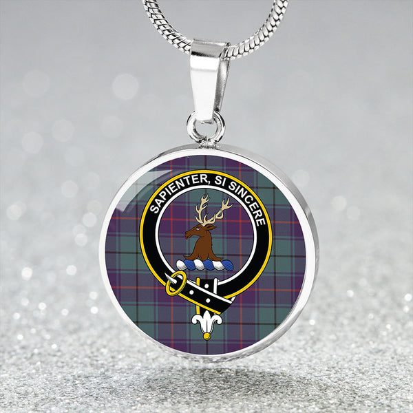 Davidson Half Weathered Clan Badge Tartan Classic Circle Necklace