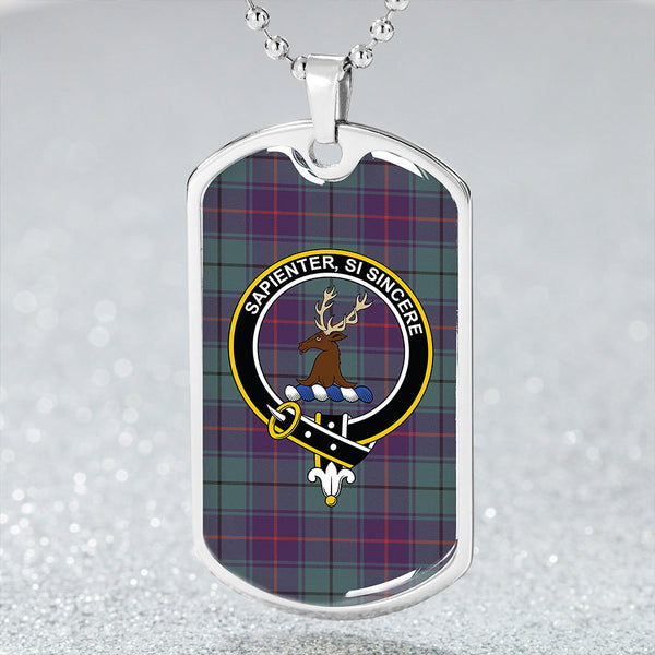 Davidson Half Weathered Clan Badge Classic Tartan Dog Tag Necklace