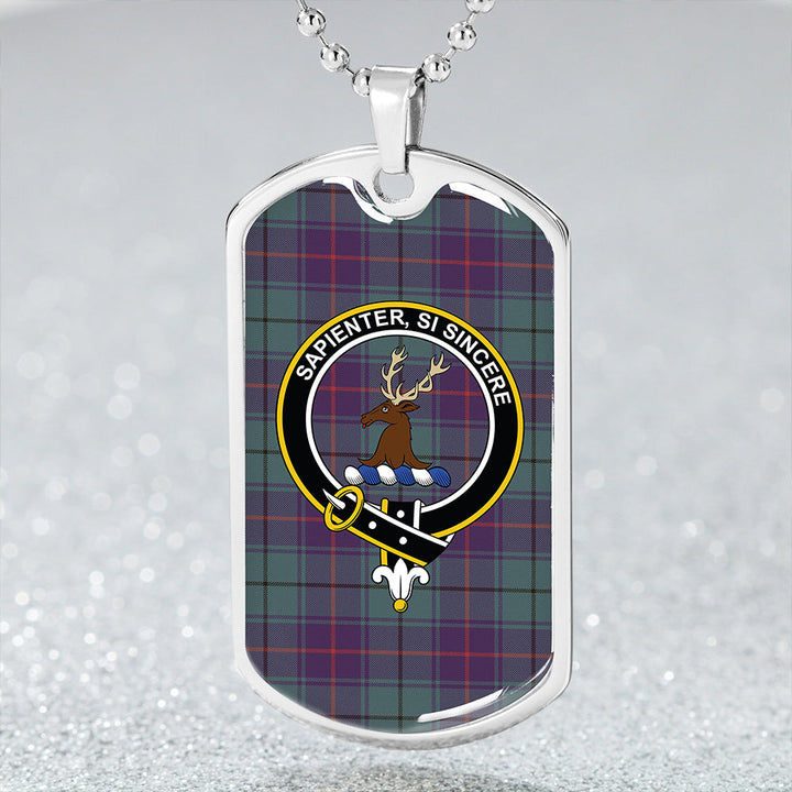 Davidson Half Weathered Clan Badge Classic Tartan Dog Tag Necklace