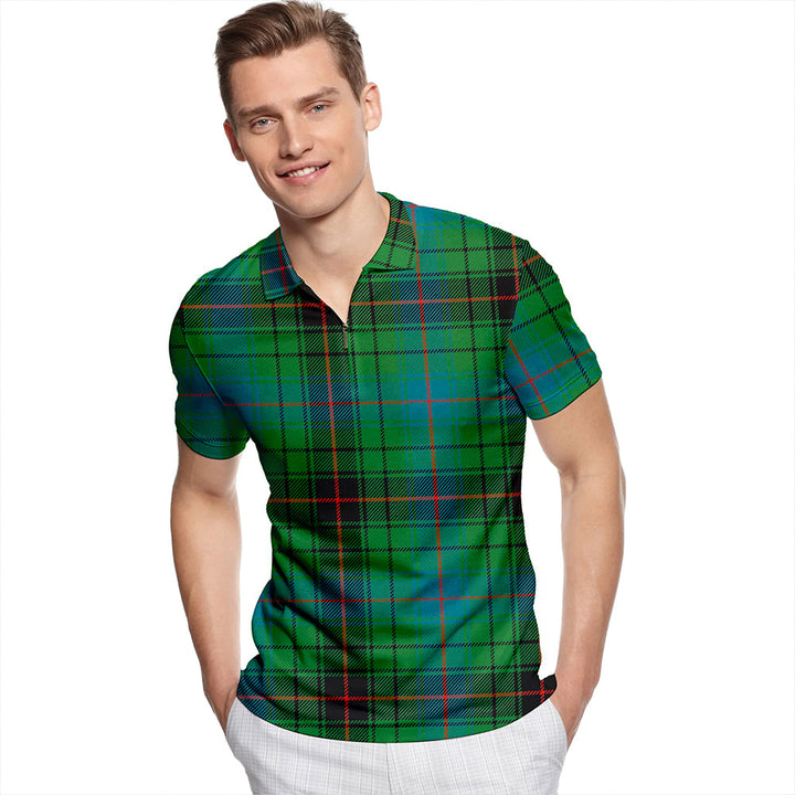 Davidson (Vestiarium Scoticum) Ancient Tartan Classic Lapel Zip Short Sleeve Polo