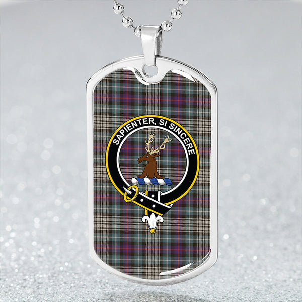 Davidson of Tulloch Dress Weathered Clan Badge Classic Tartan Dog Tag Necklace