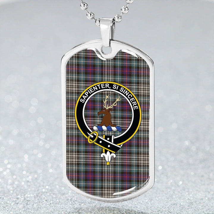 Davidson of Tulloch Dress Weathered Clan Badge Classic Tartan Dog Tag Necklace
