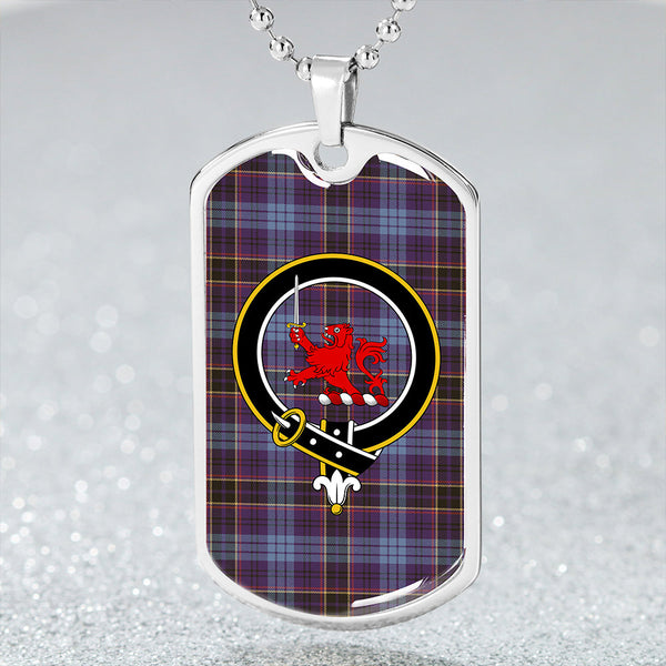 Dempster Weathered Clan Badge Classic Tartan Dog Tag Necklace