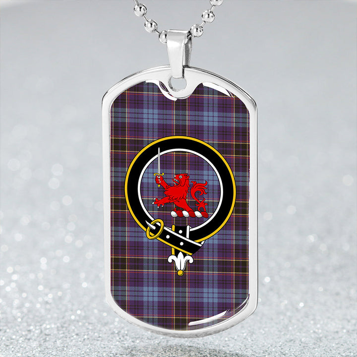Dempster Weathered Clan Badge Classic Tartan Dog Tag Necklace