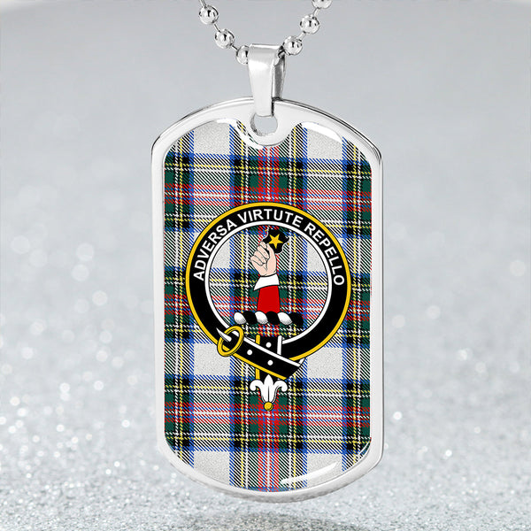 Dennistoun Clan Badge Classic Tartan Dog Tag Necklace