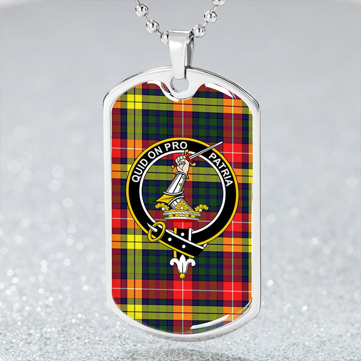 Dewar Clan Badge Classic Tartan Dog Tag Necklace