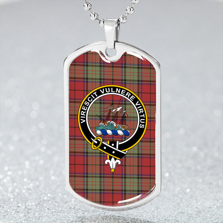Dickie Weathered Clan Badge Classic Tartan Dog Tag Necklace