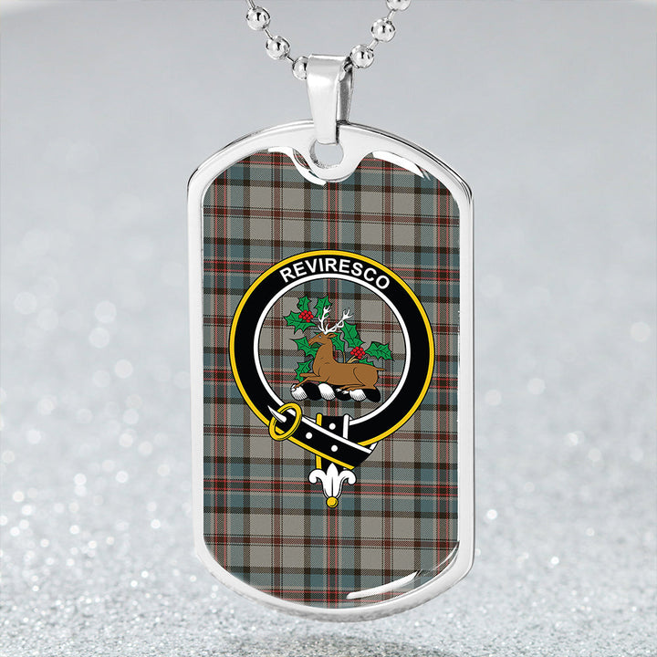 Dinwoodie Weathered Clan Badge Classic Tartan Dog Tag Necklace