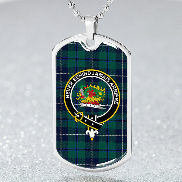 Douglas Green Modern Clan Badge Classic Tartan Dog Tag Necklace