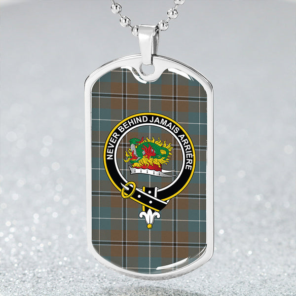 Douglas Green Weathered Clan Badge Classic Tartan Dog Tag Necklace