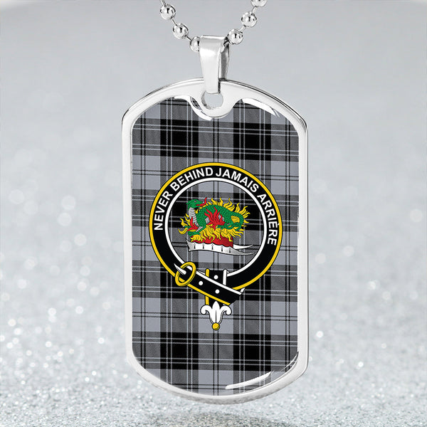 Douglas Grey Modern Clan Badge Classic Tartan Dog Tag Necklace