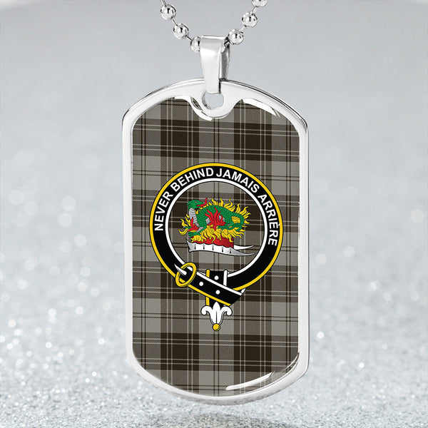 Douglas Grey Weathered Clan Badge Classic Tartan Dog Tag Necklace