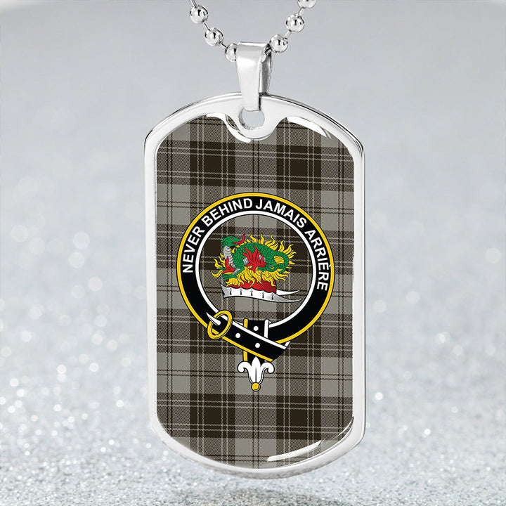 Douglas Grey Weathered Clan Badge Classic Tartan Dog Tag Necklace