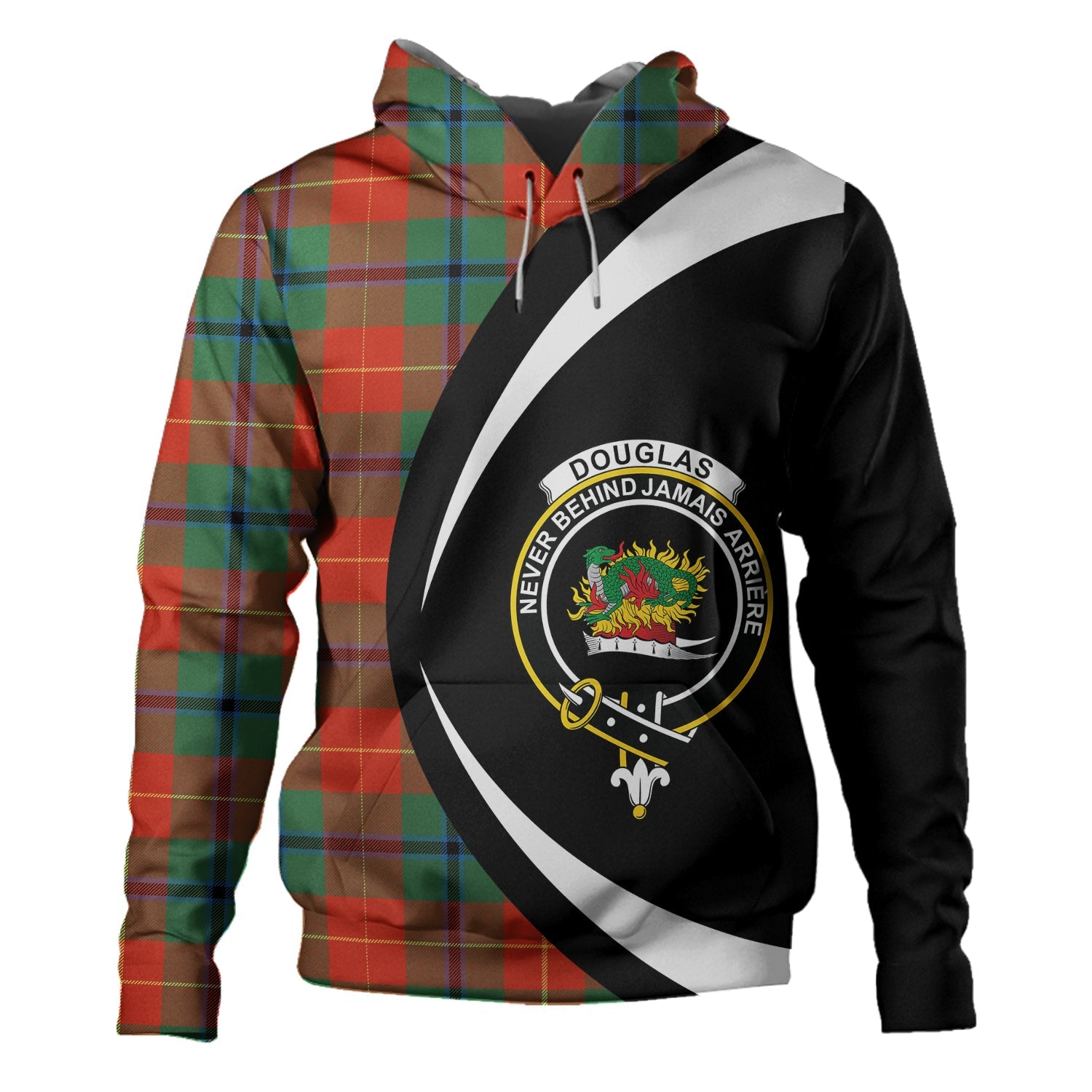 Doug Roxburgh Douglas of Roxburgh Ancient Clan Badge Tartan Hoodie Circle Style ...