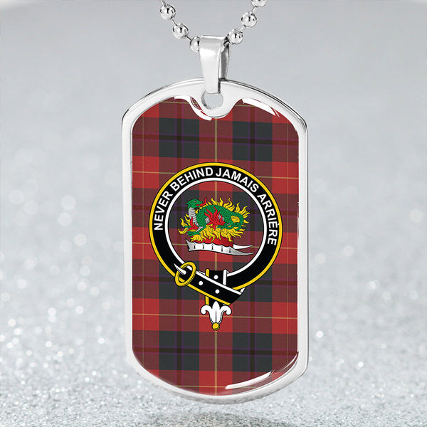 Douglas of Roxburgh Weathered Clan Badge Classic Tartan Dog Tag Necklace