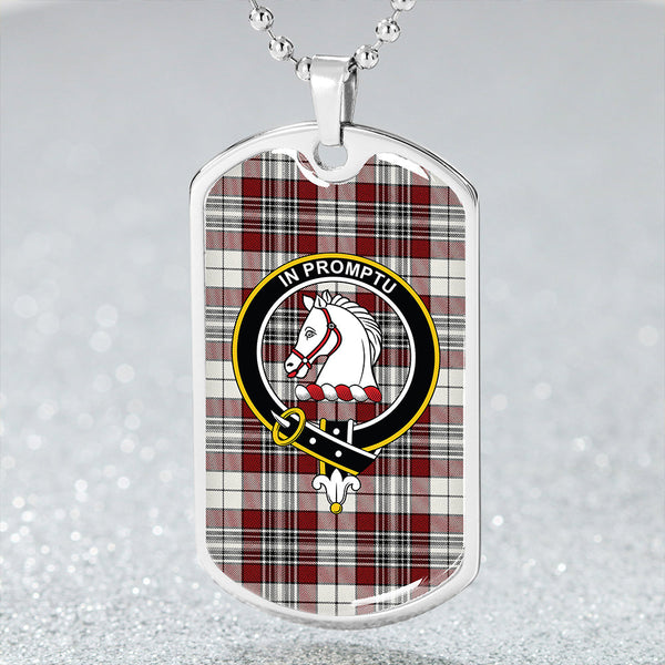 Dunbar Plaid Weathered Clan Badge Classic Tartan Dog Tag Necklace