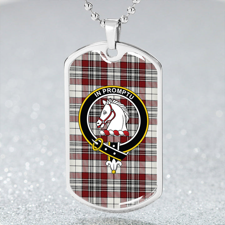 Dunbar Plaid Weathered Clan Badge Classic Tartan Dog Tag Necklace