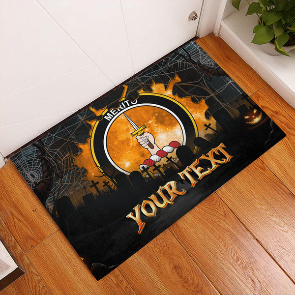 Dunlop Weathered Clan Badge Tartan Personalize Doormat Happy Halloween Style