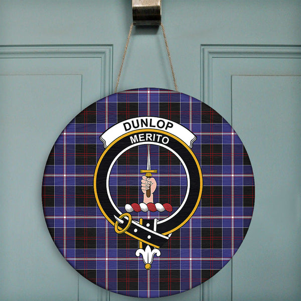 Dunlop Modern Tartan Classic Crest Round Wooden Sign