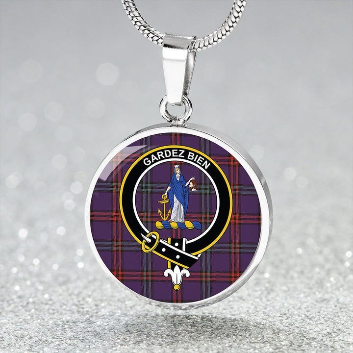 Eglinton District (Montgomery of Ayrshire) Weathered Clan Badge Tartan Classic Circle Necklace
