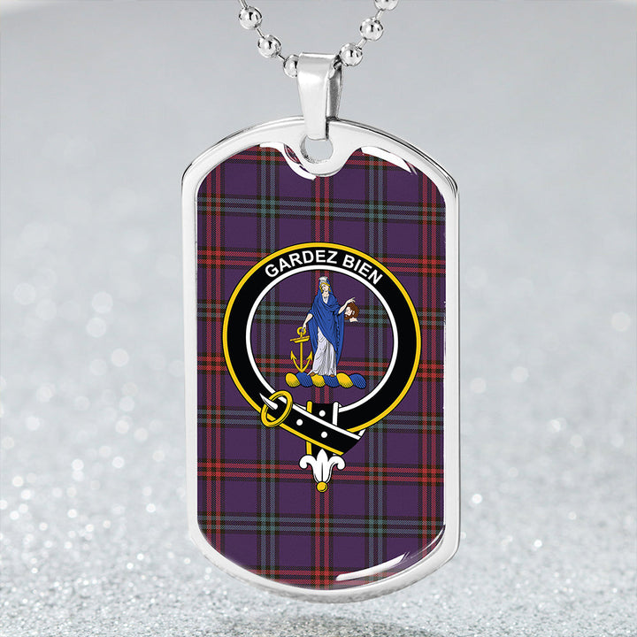 Eglinton District (Montgomery of Ayrshire) Weathered Clan Badge Classic Tartan Dog Tag Necklace