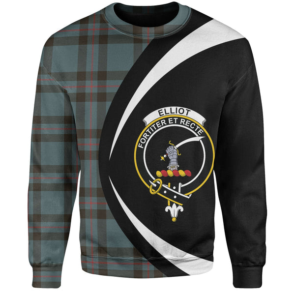 Elliot (Ellot) Weathered Clan Badge Tartan Sweatshirt Circle Style Personalized