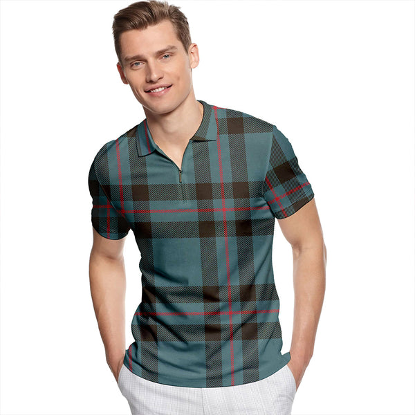 Elliot (Ellot) Weathered Tartan Classic Lapel Zip Short Sleeve Polo