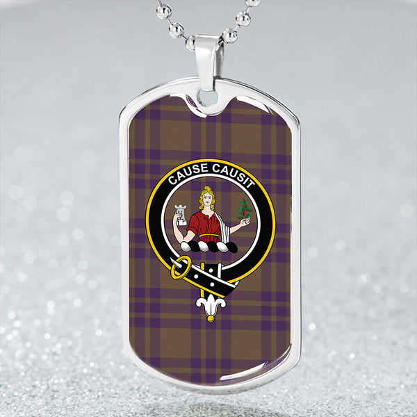 Elphinstone Weathered Clan Badge Classic Tartan Dog Tag Necklace