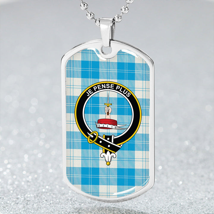 Erskine Burgundy Clan Badge Classic Tartan Dog Tag Necklace