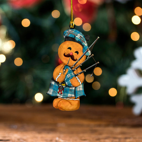 Erskine Blue Clan Badge Tartan Wood Acrylic Ornament Gingerbread Bagpipe Personalized