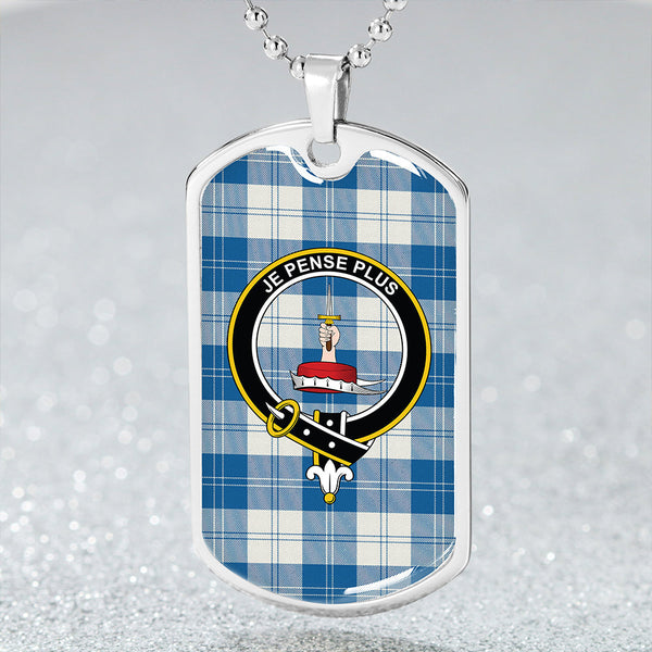 Erskine Dress Dance Blue Modern Clan Badge Classic Tartan Dog Tag Necklace