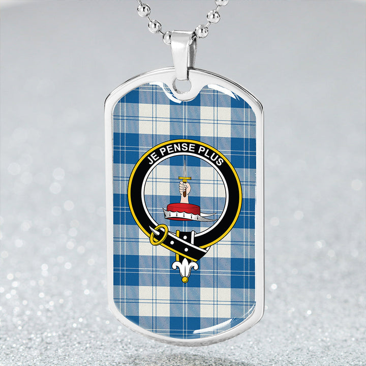 Erskine Dress Dance Blue Modern Clan Badge Classic Tartan Dog Tag Necklace