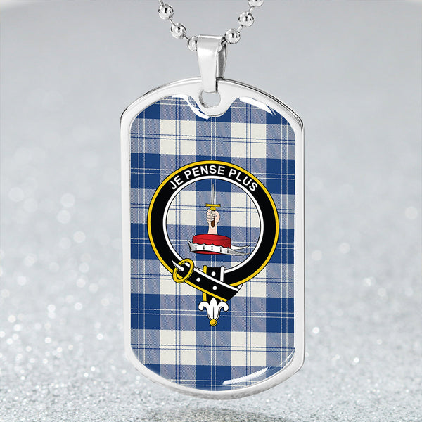 Erskine Dress Dance Blue Weathered Clan Badge Classic Tartan Dog Tag Necklace