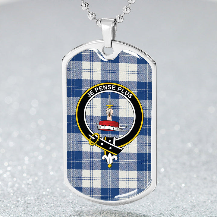 Erskine Dress Dance Blue Weathered Clan Badge Classic Tartan Dog Tag Necklace