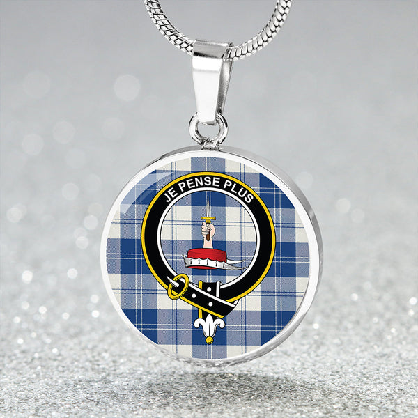 Erskine Dress Dance Blue Modern Clan Badge Tartan Classic Circle Necklace